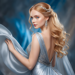 唯美蓝色婚纱美女写真摄影图片